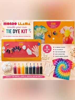 🧡 Mondo Llama Create-Your-Own Tie Dye Kit – 8 Colors | NIB